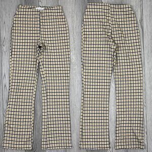 Urban Outfitters Women Size XS Yellow Plaid Pull On Flare Trouser Academia Pants